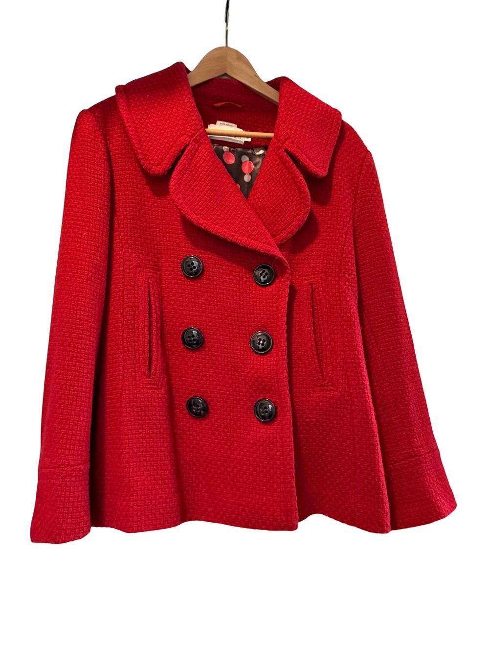 Hilary Radley Red Double-Breasted Peacoat